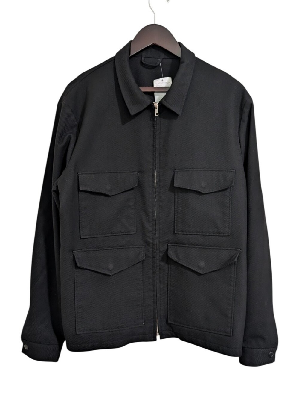 Topman Mens Black Four Pocket Utility Field Jacket Large NWT